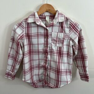 Girls Plaid Flannel Shirt Thereabouts Size 7/8 Red White Button Down